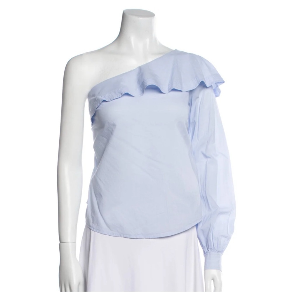 A.L.C. One-Shoulder Ruffle Light Blue Blouse